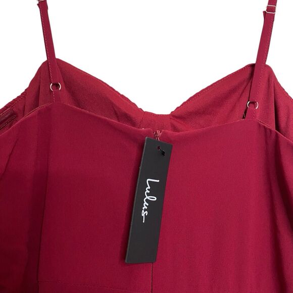 Lulus Cause for Commotion Maxi Dress Womens S Red Pleated Bustier Formal Gown - Picture 9 of 14